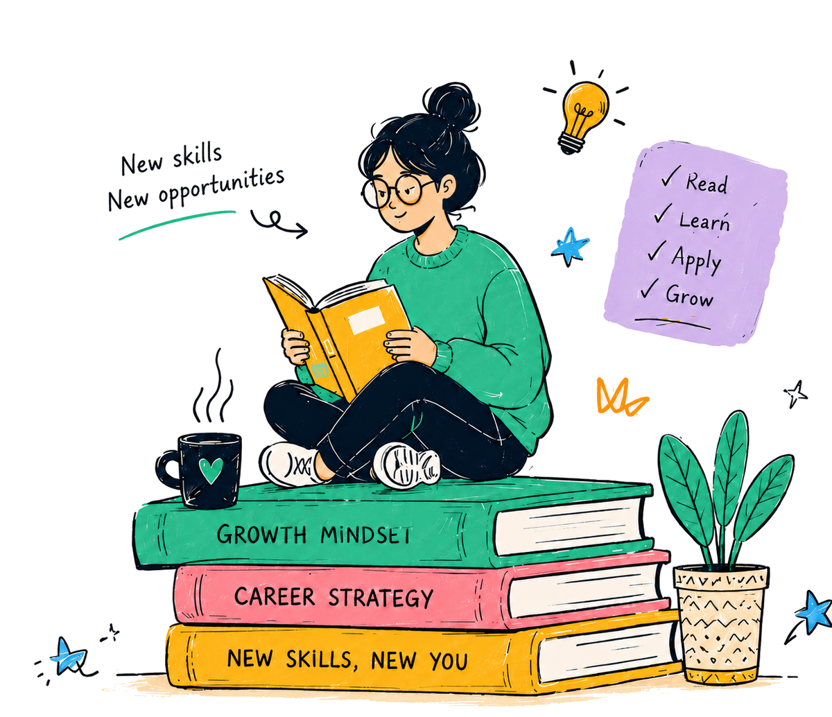Person learning and reading